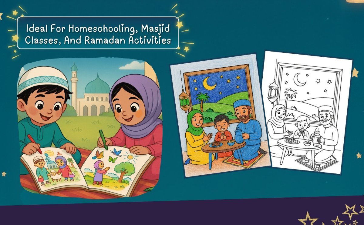 Inside pages of Little Muslim's Coloring Book - sample spread
